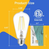 Sailstar E26 Led Bulb 60 Watt Equivalent, Led Edison Bulbs 800Lm, 4000K Natural Daylight, 120V Cri85+ 6W Clear Vintage Light Bulbs For Bathroom Vanity, Dining Living Room, Non-Dimmable, 6 Pack