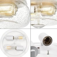 Darkaway Farmhouse Ceiling Light Fixtures Flush Mount Indoor Outdoor Ceiling Light With Seeded Glass Shade For Hallway Kitchen B