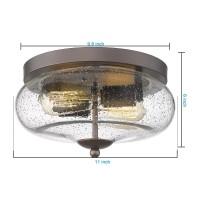 Darkaway Oilrubbed Bronze Ceiling Light Fixtures Indoor Outdoor Flush Mount Ceiling Light With Seeded Glass Shade For Farmhous