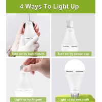 Furoching A19 Rechargeable Emergency Led Bulb, 9W 60W Equivalent Battery Backup Emergency Light With Switch Hook, E26 6000K For Home Power Outage Outdoor Activity Camping Hurricane,8-Pack