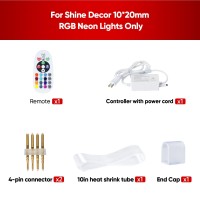 Shine Decor Controller With Remote Power Supply For 10Mm W X 20Mm H Led Rgb Neon Rope Lights Only