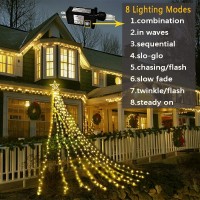 Aokudoni Christmas Lights Outdoor, 12.6Ft 8-Lighting Modes Waterfall Lights For Christmas, Outdoor Christmas Decorations For Yard, Christmas Lights For Tree House Holiday Party, Warm White