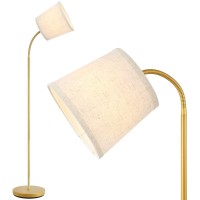 Auquee Led Floor Lamp, Standing Lamp For Living Room With Linen Lamp Shade,Adjustable Gooseneck Modern Reading Light,Floor Lamps For Bedroom,Office,Farmhouse,12W Led Bulb Included