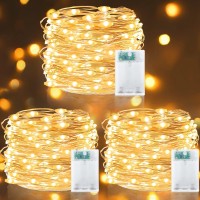 Turnmeon [ Timer 3 Set Christmas Fairy Lights, Total 240 Led, Cool White Battery Powered Copper Wire Fairy Lights, Christmas Decoration Outside Yard Party Home Indoor Outdoor, 26 Ft 80 Led Each