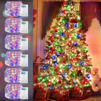 Turnmeon 6 Set Christmas Fairy Lights With Timer, Total 180 Led Colorful Battery Powered Copper Wire Fairy Lights, Christmas Decoration Outside Yard Party Home Indoor Outdoor, 10 Ft 30 Led Each