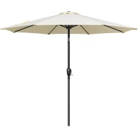 Simple Deluxe 9 Patio Umbrella Outdoor Table Market Yard Umbrella With Push Button Tiltcrank, 8 Sturdy Ribs For Garden, Deck, Backyard, Pool, Beige