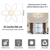 Xemqener Led Dimmable Flower Ceiling Light, Modern Creativity Chandelier With Remote Control, Flush Mount Ceiling Lamp For Living Room Bedroom Dining Room Balcony, White, 52W, 2800-6000K