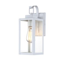 Pia Ricco Outdoor Wall Lights, Matte White Exterior Light Fixtures With Clear Glass Shade, Waterproof Front Porch Lighting, Modern Sconces Lantern For Outside, House, Garage, E26 Socket, Etl Listed