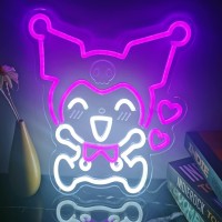 Japanese Anime Neon Light Kuromi Neon Sign 3D Art Led Sign Kuromi Heart Kawaii Led Light Purple Kuromi Wall Light Bedroom Game