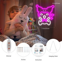 Japanese Anime Neon Light Kuromi Neon Sign 3D Art Led Sign Kuromi Heart Kawaii Led Light Purple Kuromi Wall Light Bedroom Game