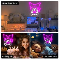 Japanese Anime Neon Light Kuromi Neon Sign 3D Art Led Sign Kuromi Heart Kawaii Led Light Purple Kuromi Wall Light Bedroom Game