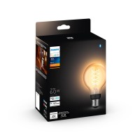 Philips Hue 60W G25 Soft Warm White Thin Filament Led Smart Globe-Shaped Bulb - Pack Of 1 - E26, Indoor - Control With Hue App - Compatible With Alexa, Google Assistant, And Apple Homekit