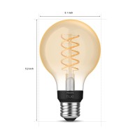 Philips Hue Smart 60W G25 Filament Led Bulb - Soft Warm White Light - 2 Pack - 550Lm - E26 - Indoor - Control With Hue App - Compatible With Alexa, Google Assistant And Apple Homekit.