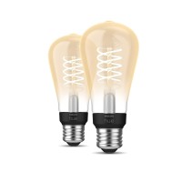 Philips Hue Smart 60W St19 Filament Led Bulb - Soft Warm White Light - 2 Pack - 550Lm - E26 - Indoor - Control With Hue App - Compatible With Alexa, Google Assistant And Apple Homekit.