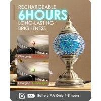 Yarradecor Turkish Moroccan Lamp With Bronze Base Handmade Tiffany Mosaic Glass Lamps Portable Bedside Lamps With Rechargeable