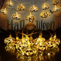 Suddus 20 Led Gloden Halloween Decorations Lights, 9.8 Ft Pumpkin String Lights Battery Operated With 8 Modes, Halloween Lights Outdoor, Indoor, Yard, Party, Door, Kitchen, Table, Bedroom