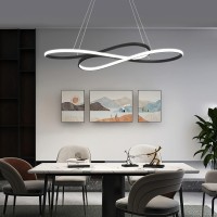 Modern Ring Pendant Lights Kitchen Island, Dimmable Led Hanging Lamp With Remote, Black Ceiling Hanging Light Adjustable Height, Chandeliers For Dining Room, Living Room, Restaurant