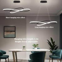 Modern Ring Pendant Lights Kitchen Island, Dimmable Led Hanging Lamp With Remote, Black Ceiling Hanging Light Adjustable Height, Chandeliers For Dining Room, Living Room, Restaurant