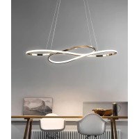 Huilefu Modern Ring Pendant Lights Kitchen Island Dimmable Led Hanging Lamp With Remote Chrome Ceiling Hanging Light Adjustable Height Chandeliers For Dining Room Living Room Restaurant