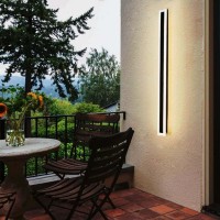 Kawell 15W Waterproof Led Wall Light With Plug In Cord Long Strip Acrylic Led Wall Lamp With Switch Indoor Outdoor For Porch Patio Garage Courtyard Exterior Wall Bedroom Living Room Hallway