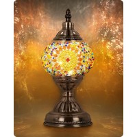 Yarradecor Turkish Moroccan Lamp With Bronze Base Handmade Tiffany Mosaic Glass Lamps Portable Bedside Lamps With Rechargeable