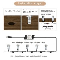 Aluminum Recessed Led Lights Kit 16 Pack, F1.02 Inch/26Mm Outdoor Deck Stair Lights 12V Low Voltage Waterproof Landscape Lighting 3000K Warm White For Wall Deck Steps Walkway Driveway Backyard