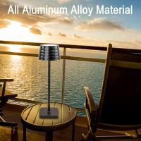 Cordless Table Lamp, Diamond Pattern Cordless Lamp, 5200Mah Battery Operated Table Lamps, Ip54 Waterproof, Touch Switch Dimming, For Indoor Outdoor Buffet Restaurant Bar Coffee Shop Patio, Black