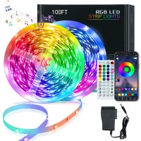 Keelixin Led Lights For Bedroom 100Ft,Led Strip Lights Sync With Music,Bluetooth Led Lights 100Ft,Rgb Led Strip Lights,Luces Led Para Cuarto,Room Lights With App & Ir Remote Control,Home Decorations