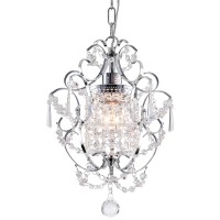 Flsfu Mini Chandelier Light Fixture Modern Chrome Crystal Ceiling Light Fixtures 1 Light Small Chandeliers For Bathroom Farmhous