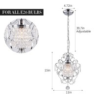 Flsfu Mini Chandelier Light Fixture Modern Chrome Crystal Ceiling Light Fixtures 1 Light Small Chandeliers For Bathroom Farmhous