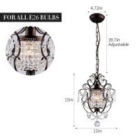 Modern Mini Crystal Chandelier Iron Bronze Crystal Light Fixtures Ceiling Mount 1 Light Small Chandeliers For Bedroom Elegant Cr