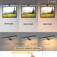 Tintindoc 2Pack Wireless Picture Lights With Remote Battery Operated 165 Painting Lights For Art Picture Full Metal With Dimm