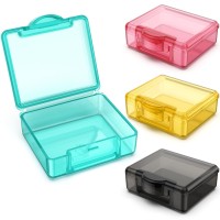 Small Pill Box 4 Pcs,Cute Travel Pill Organizer Case Mini Tiny Clear Plastic Storage Containers Portable For Pocket Purse