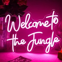 Ineonlife Welcome To The Jungle Neon Sign Pink Letter Led Neon Lights For Bedroom Wall Decor Usb Powered Neon Signs For Room Decor Bar Party Wedding Engagement Wall Hanging Decoration