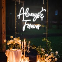 Ineonlife Always Forever Neon Sign White Letter Led Neon Lights For Bedroom Wall Decor Words Usb Powered Neon Signs For Room Liv