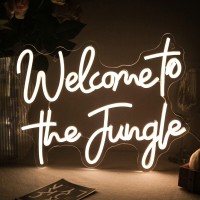 Ineonlife Welcome To The Jungle Neon Sign Warm White Letter Led Neon Lights For Bedroom Wall Decor Usb Powered Neon Signs For Ro