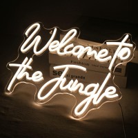 Ineonlife Welcome To The Jungle Neon Sign Warm White Letter Led Neon Lights For Bedroom Wall Decor Usb Powered Neon Signs For Ro