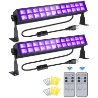 Thecham 2 Pack 60W Led Black Lights Bar Con Remote, Black Light For Glow Party With Timer & 3 Light Mode, Light Up 32X32Ft For Halloween Party Bedroom Posters Body Paint