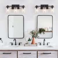 Diniluse Bathroom Vanity Light 3Light Black Bathroom Light Fixtures With Clear Glass Shade Vintage Bathroom Vanity Lights Mo