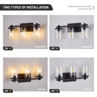 Diniluse Bathroom Vanity Light 3Light Black Bathroom Light Fixtures With Clear Glass Shade Vintage Bathroom Vanity Lights Mo