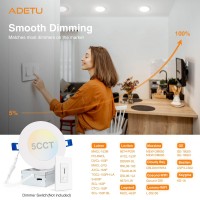 Adetu Led Recessed Lighting 6 Inch Ceiling Light With Junction Box 2700K/3000K/3500K/4000K/5000K Reset 12W Dimmable Can Lights High Brightness Etl And Energy Star Certified(6 Pack 6 Inch 5Cct)