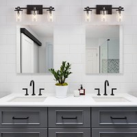 Diniluse Bathroom Vanity Light 3Light Black And Brushed Nickel Bathroom Light Fixtures With Clear Glass Shade Modern Wall Sco