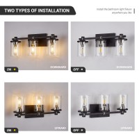 Diniluse Bathroom Vanity Light 3Light Black And Brushed Nickel Bathroom Light Fixtures With Clear Glass Shade Modern Wall Sco