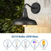 Dewenwils 2 Pack Outdoor Wall Light Gooseneck Barn Light Fixture Black Matte Wall Mount Lantern Farmhouse Outside Wall Sconce