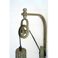 Antique Brass Pulley Wall Lamp With Wire Brass Shade