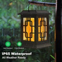 Woenergy Solar Lanterns Outdoor Waterproof Hanging Solar Lights For Outside Black Hanging Solar Powered Lantern Decorative For