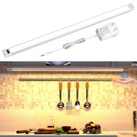 Wobane Under Counter Lighting, 24 Inch Under Cabinet Led Lighting,Plug In Led Light Bar With Adapter,Hand Wave Sensing,Dimmable Cabinet Lights Kit For Kitchen,Shelf,Bookcase,Display,2700K Warm White