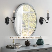 Black Wall Sconces Set Of 2, Farmhouse Candle Wall Sconces Vintage Wall Lamps Bathroom Vanity Sconces Wall Lighting Mid Century Modern Wall Light Fixtures For Bedside Stairwell Hallway Living Room