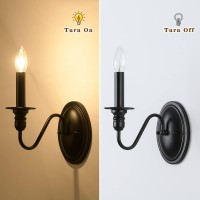 Black Wall Sconces Set Of 2, Farmhouse Candle Wall Sconces Vintage Wall Lamps Bathroom Vanity Sconces Wall Lighting Mid Century Modern Wall Light Fixtures For Bedside Stairwell Hallway Living Room