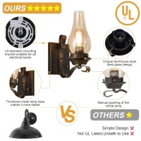 Yisuro Wall Sconces Sets Of 2 Oil Rubbed Bronze Plug In Wall Sconce Retro Rustic Wall Lamps Sconces Wall Lighting With Amber Gl